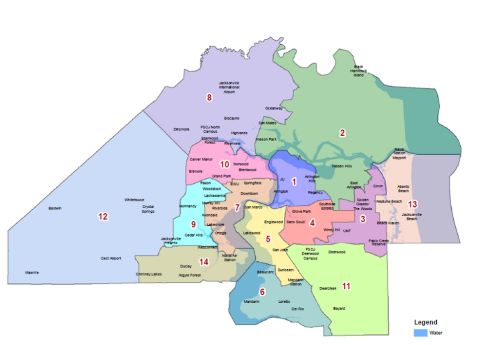 U.S. District Judge Marcia Morales Howard ordered the city to use one of the maps submitted by a group of civil rights groups for the spring election of City Council members. The map differs from the city's proposed map in the boundaries for districts 7, 8, 9, 10 and 14.