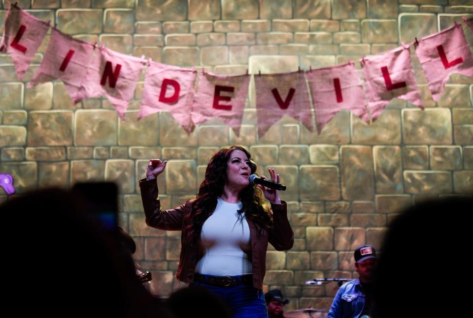 Ashley McBryde performs her Lindeville album at the Ryman Auditorium in Nashville, Tenn., Thursday, Feb. 16, 2023. 