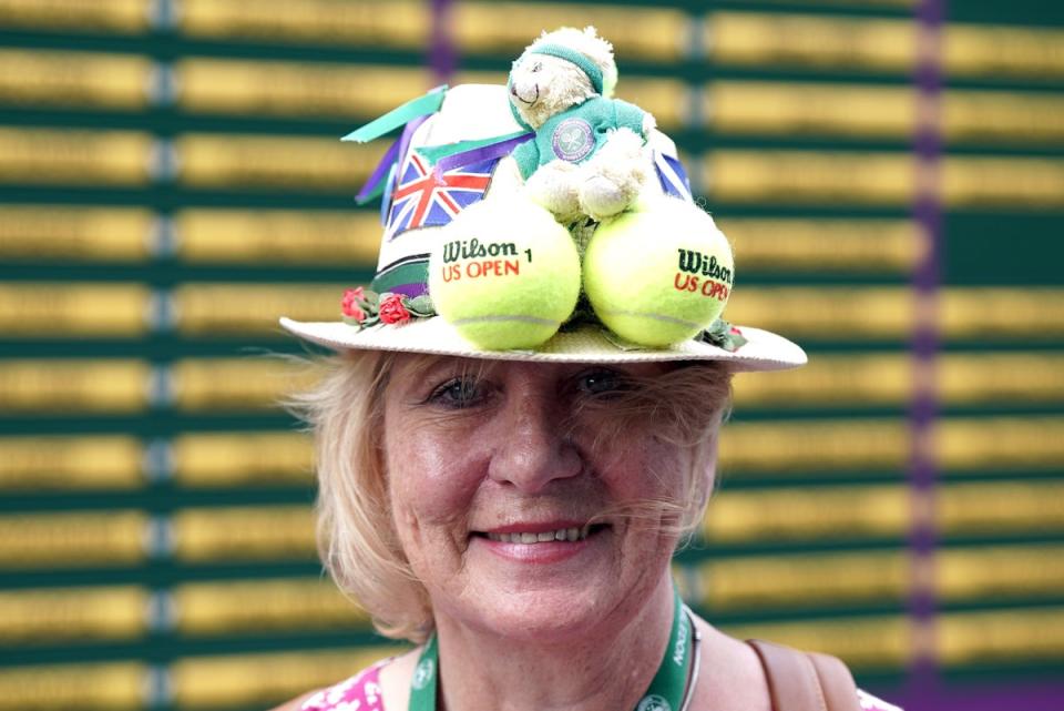 Spectator Gail Campbell, from Scotland, arrives at Wimbledon (Aaron Chown/PA) (PA Wire)