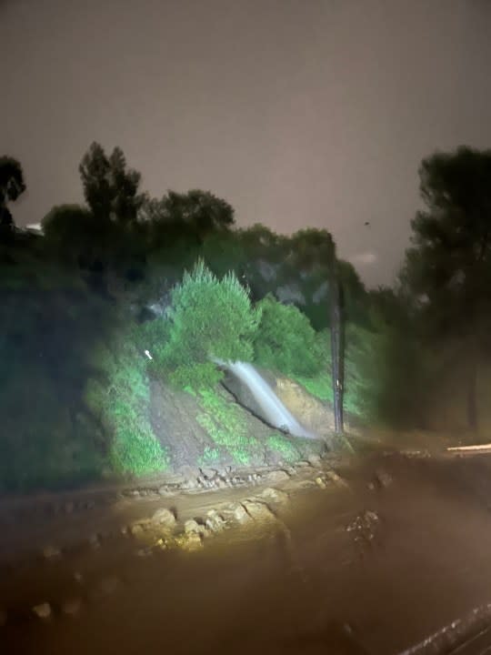 Pictures showing damage from a mudslide in Torrance. The pictures were shared with KTLA on March 15, 2024. (Jeff Guild)