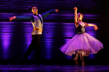 Jordanian ballet dancer Rabee Shrouf, performs during "A Night in Vienna" in Amman, Jordan, November 27, 2018. REUTERS/Muhammad Hamed