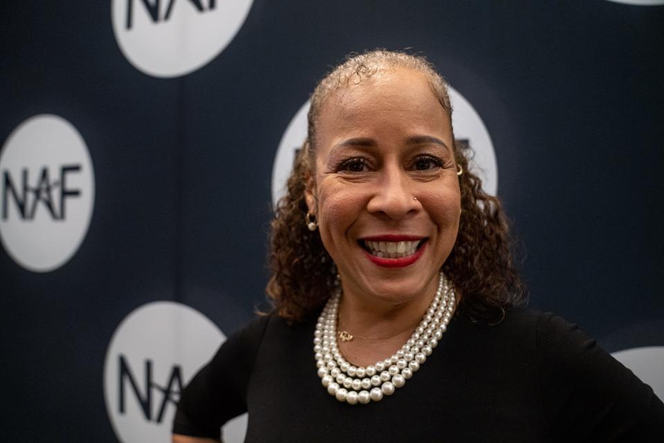 Collette V. Smith poses for a portrait during the NAF Next Conference at the JW Marriott Phoenix Desert Ridge Resort & Spa in Phoenix on July 12, 2023.