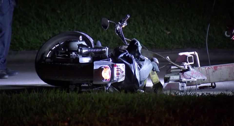 The rider crashed after giving another driver the finger. Source: ABC13