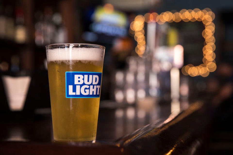 A glass of Bud Light beer