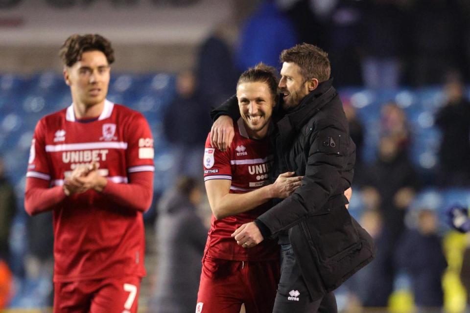 Middlesbrough head coach Michael Carrick and Leeds United loanee Luke Ayling <i>(Image: PA)</i>