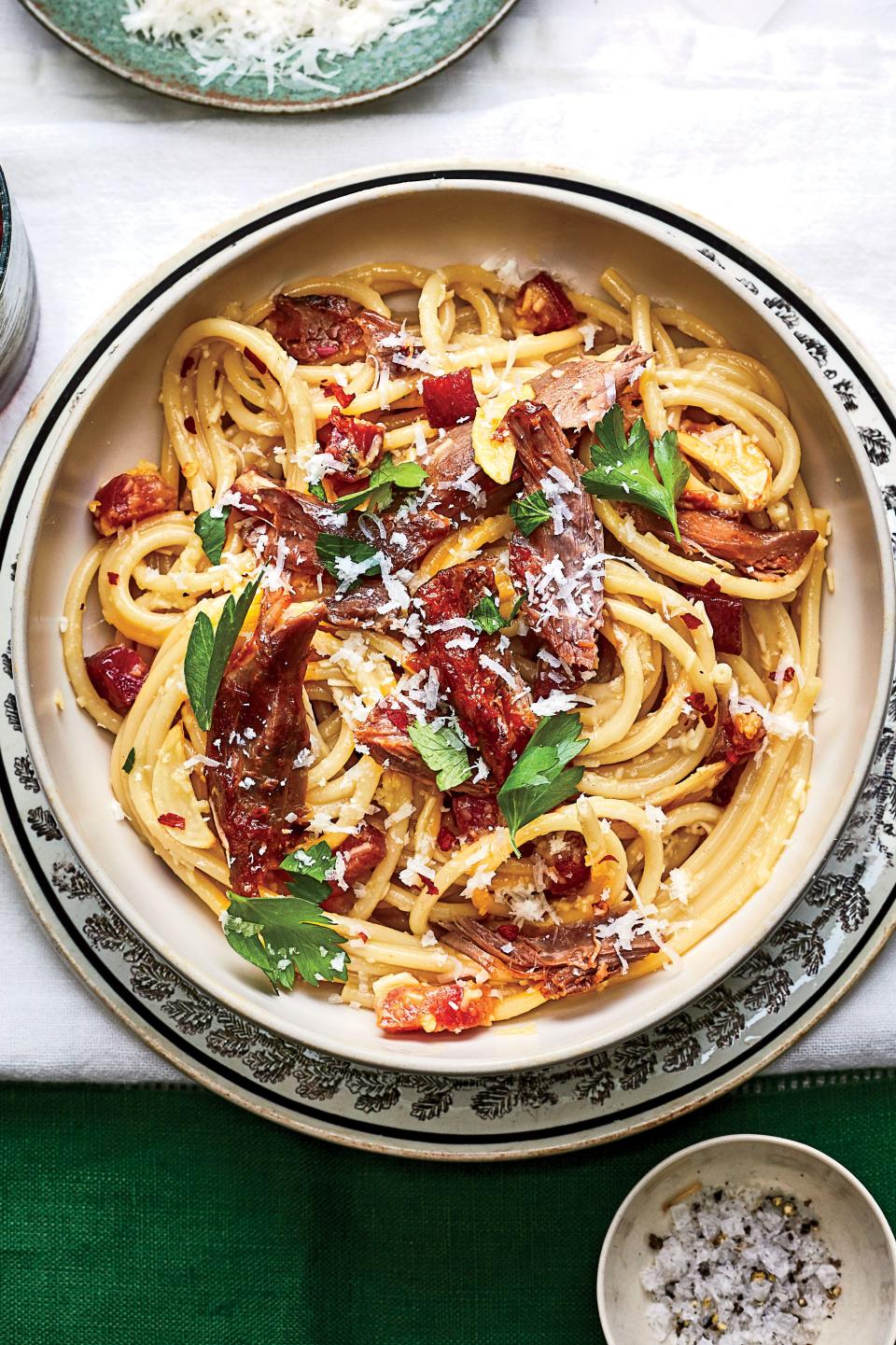 Carbonara with Braised Lamb