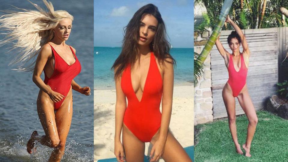 Celebs in Baywatch style swimmers