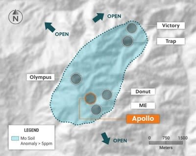 Figure 2: Plan View of the Guayabales Project Highlighting the Apollo Target Area (CNW Group/Collective Mining Ltd.)