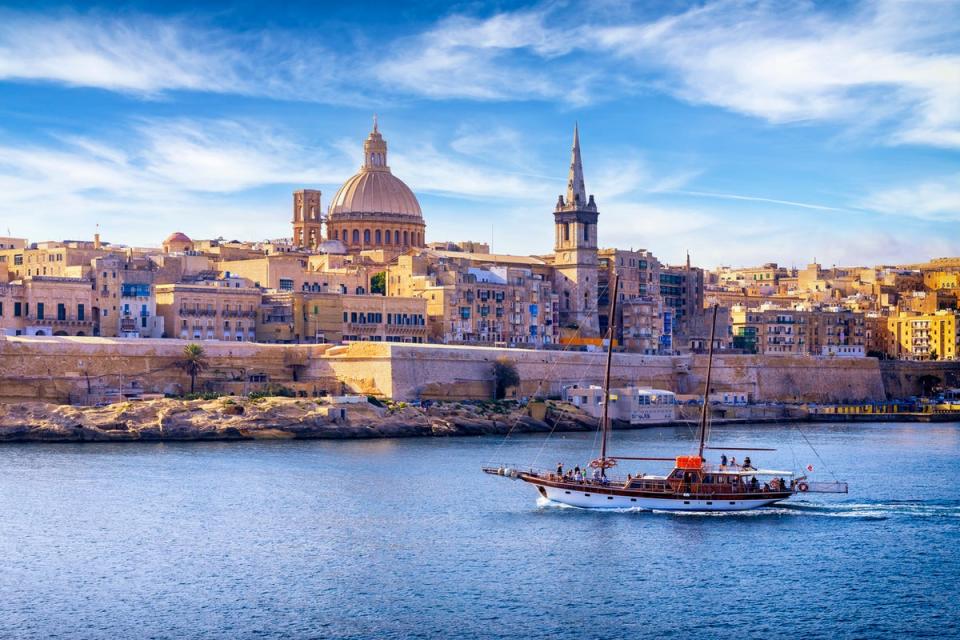 A view of Valletta’s Marsamxett Harbour and Cathedral of Saint Paul (Getty Images)