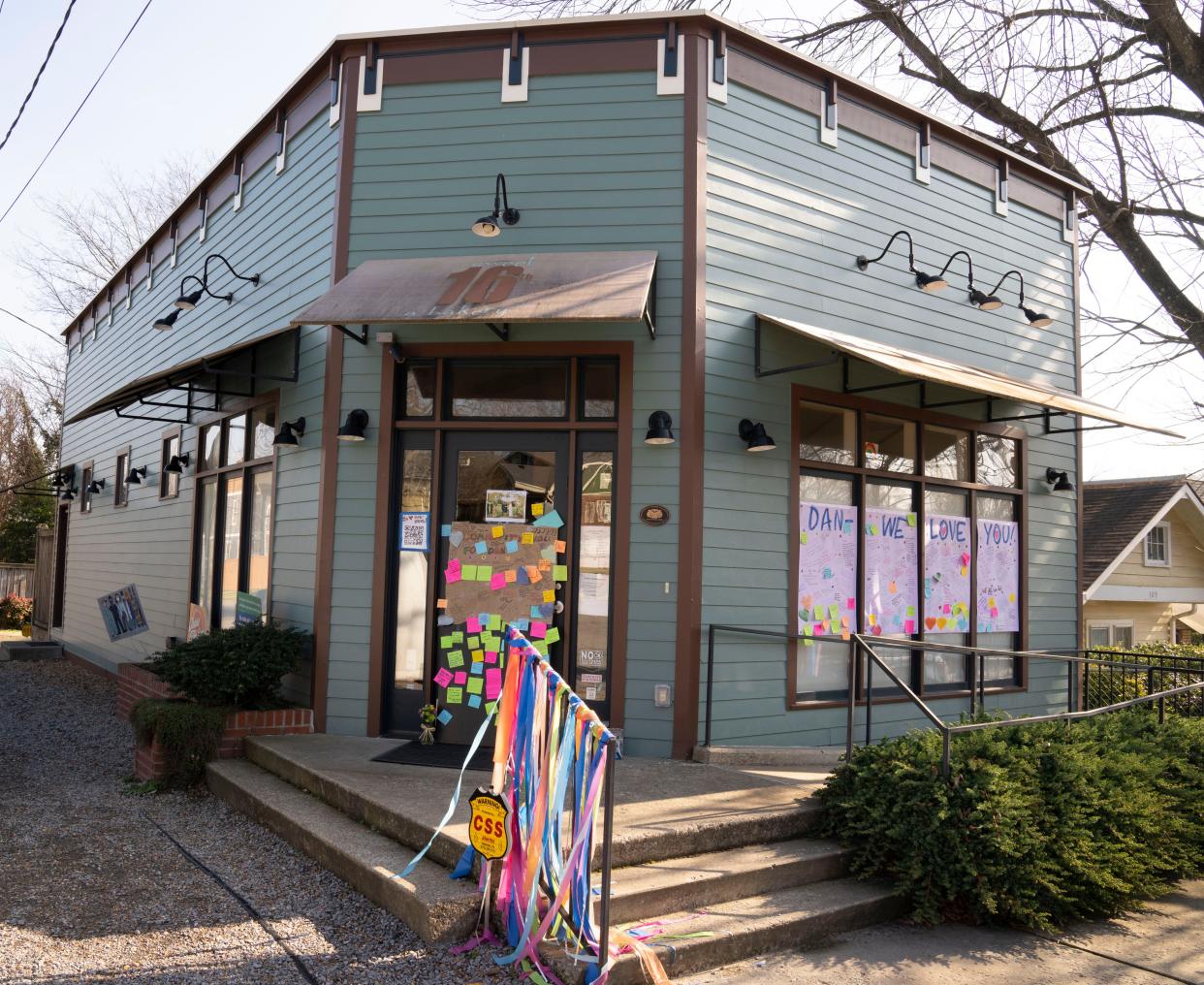 Notes of love and support are on the doors and windows of the Sweet 16th Bakery for owners Dan and Ellen Einstein Friday, Jan. 14, 2022 in Nashville, Tenn. Dan Einstein who was battling serious health problems died on Saturday, Jan. 15.