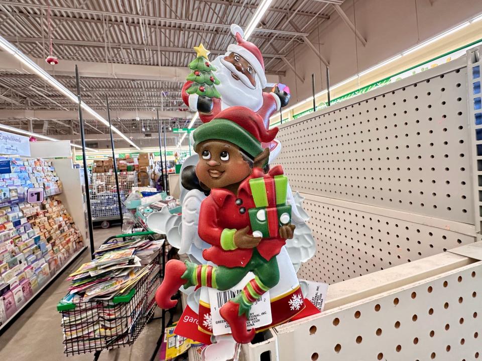 A Black Santa decoration from Dollar Tree.