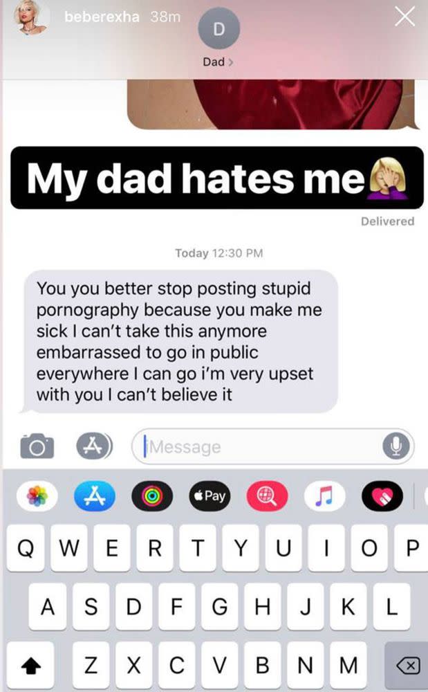 Bebe Rexha's text messages with her dad