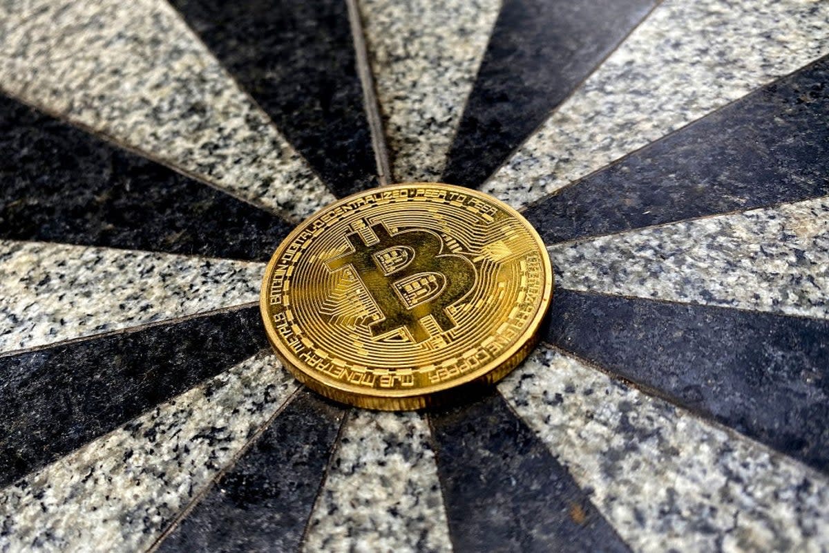 A visual representation of bitcoin cryptocurrency is pictured on 30 May, 2021 in London, England (Getty Images)