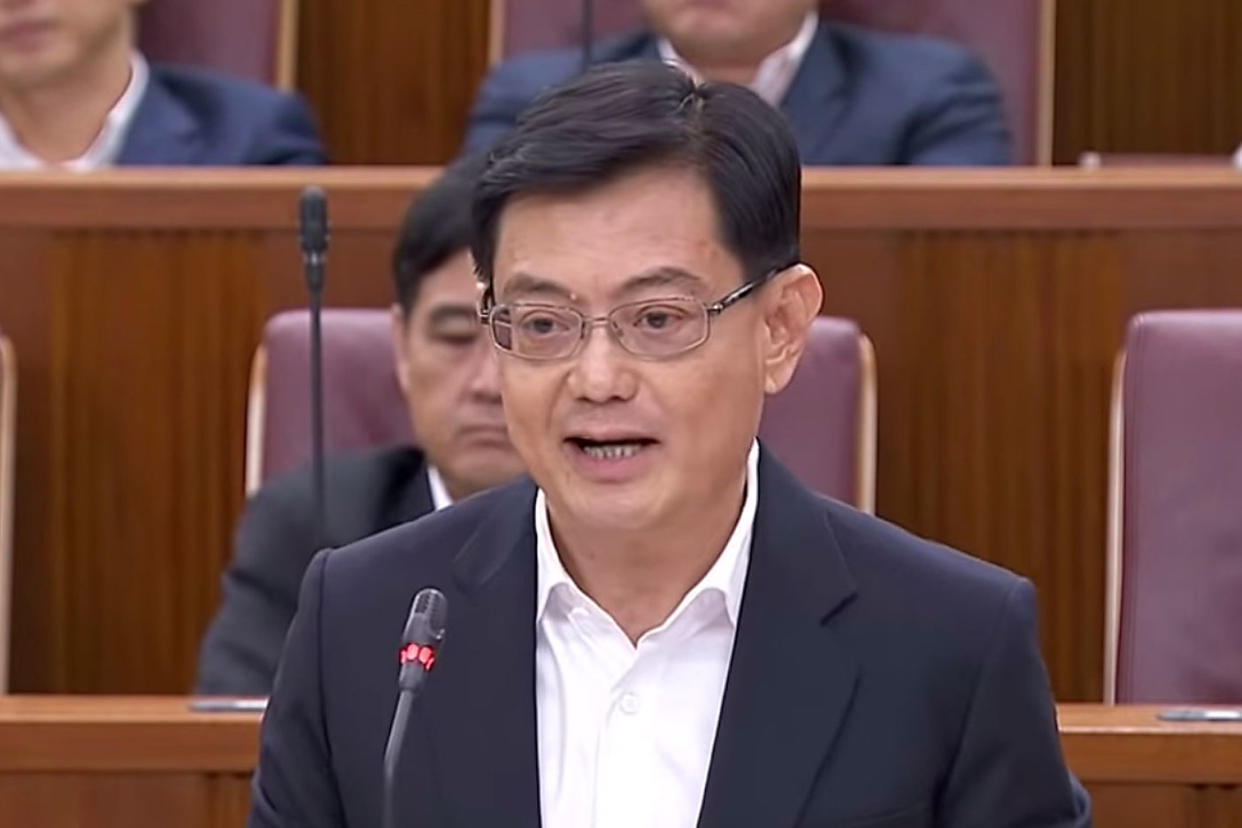 Deputy Prime Minister Heng Swee Keat delivering the first Budget on 18 February 2020. (PHOTO: YouTube screengrab)