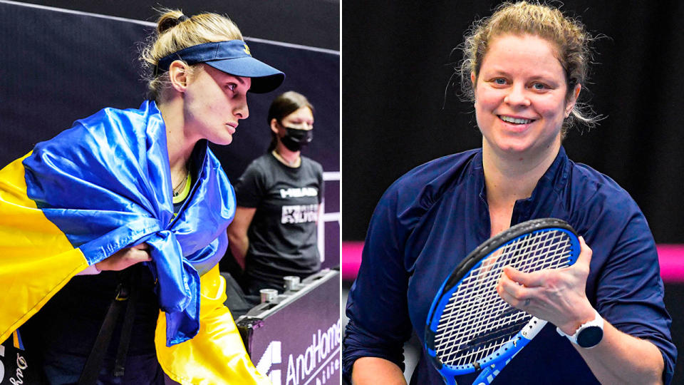 Tennis icon Kim Clijsters has invited displaced Ukrainian players such as Dayana Yastremska to her academy in Belgium. Pic: Getty