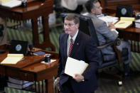 Witness Mark Penley, former deputy attorney general, departs after testifying during day five in the impeachment trial for Texas Attorney General Ken Paxton in the Senate Chamber at the Texas Capitol, Monday, Sept. 11, 2023, in Austin, Texas. (AP Photo/Eric Gay)