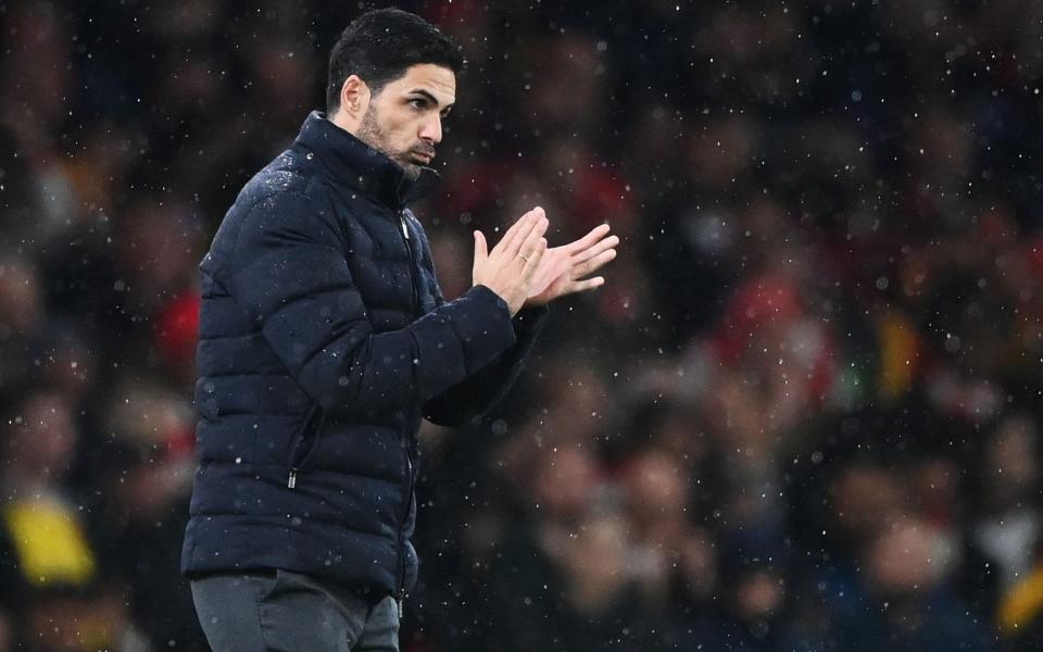 Arteta on the touchline during the match between Arsenal and Liverpool on 16 March - Shutterstock