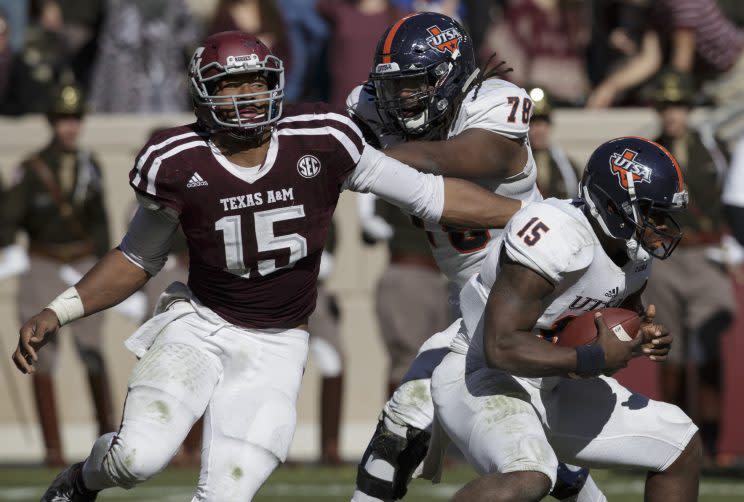 Texas A&M defensive end Myles Garrett will be the first pick of the NFL draft, a report said. (AP)