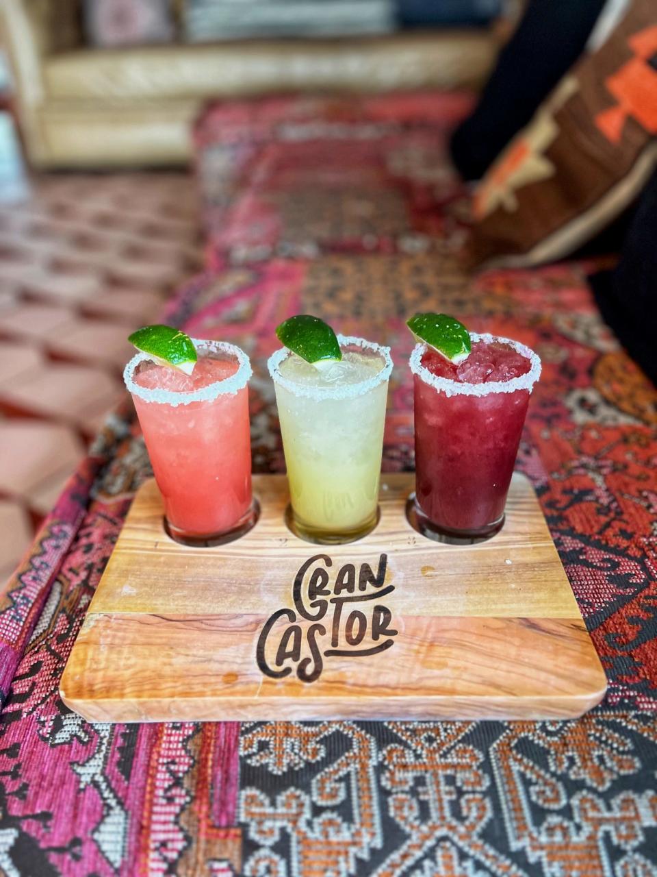 A trio of margaritas from Gran Castor for Cinco de Mayo.