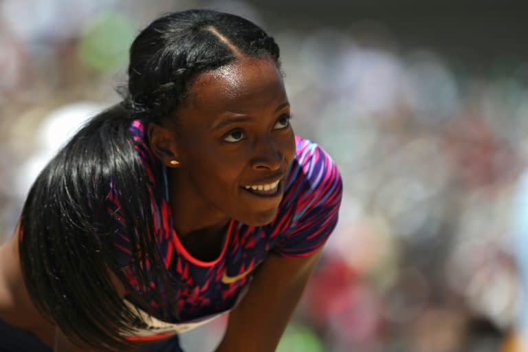 Dalilah Muhammad smiles after winning the 400m hurdles final on Day 4 of the 2017 USA Track & Field Outdoor Championships, at Hornet Stadium in Sacramento, California, on June 25