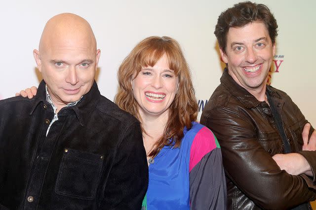 <p>Bruce Glikas/Getty</p> Michael Cerveris, Katie Brayben and Christian Borle.