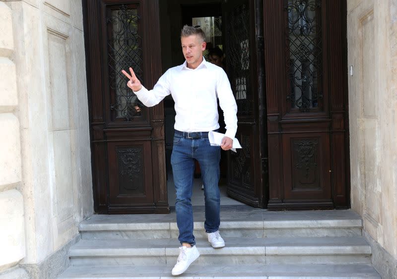 Magyar, former government insider reacts after the Committee's hearing as his party receives permit to participate in European Parliament elections from the National Election Office in Budapest