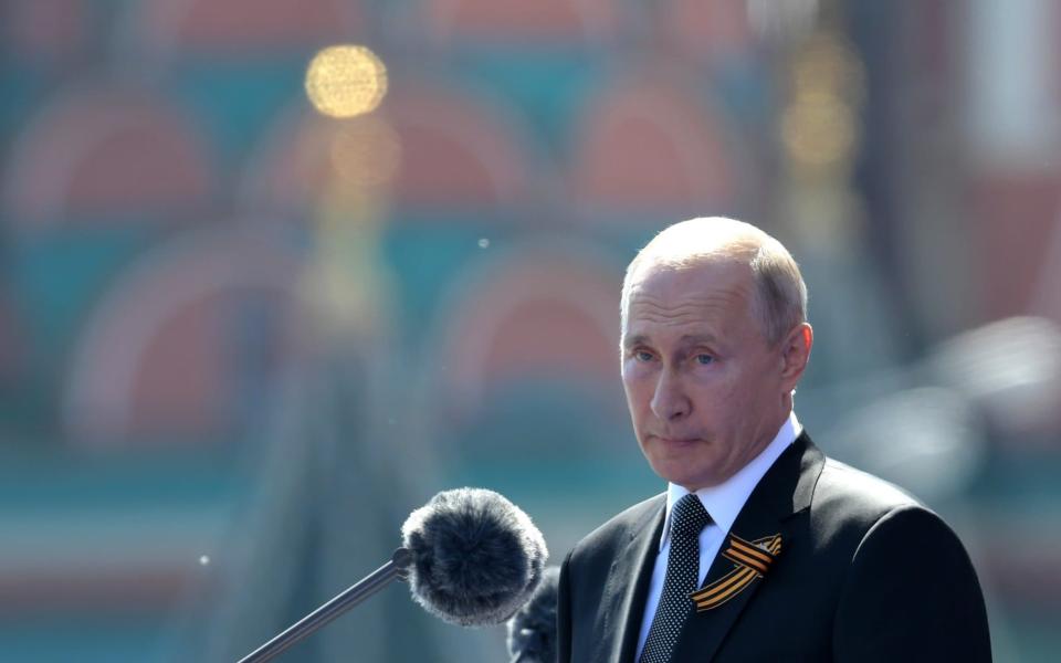 President of Russia and Commander-in-Chief of the Armed Forces Vladimir Putin makes a speech in Red Square during a Victory Day military parade - Getty