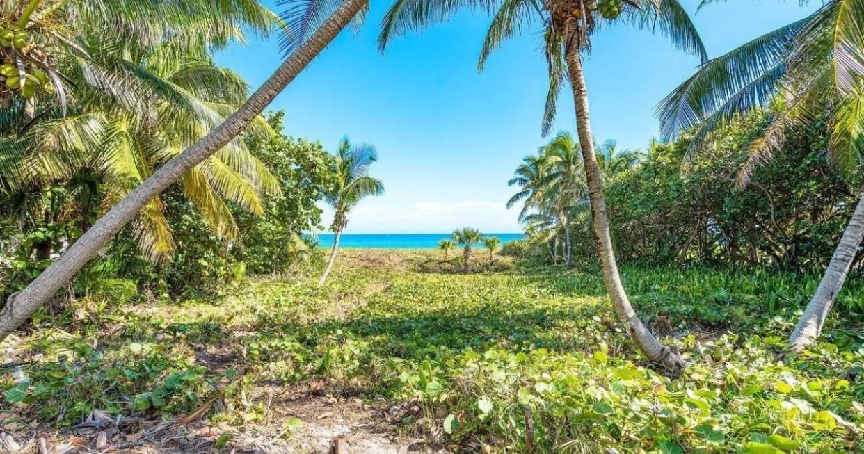 A path leads through dune vegetation to the ocean at a Manalapan estate at 3060 S. Ocean Blvd., which just sold for $16.5 million, the price reported in the multiple listing service.