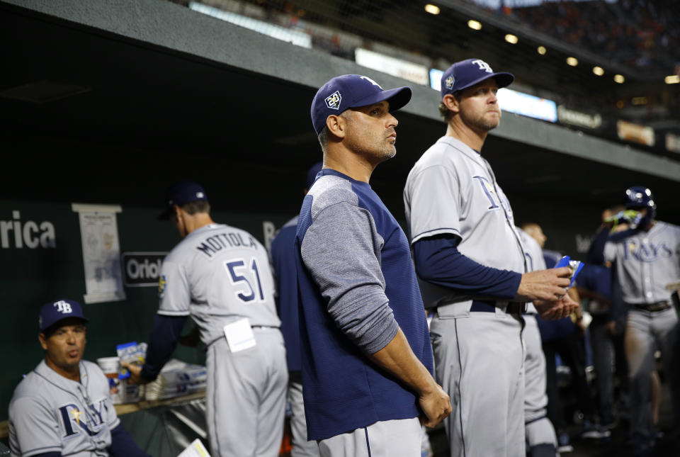 “I don’t know if it’s innovative or not,” Rays manager Kevin Cash said about his new pitching strategy. (AP Photo/Patrick Semansky)