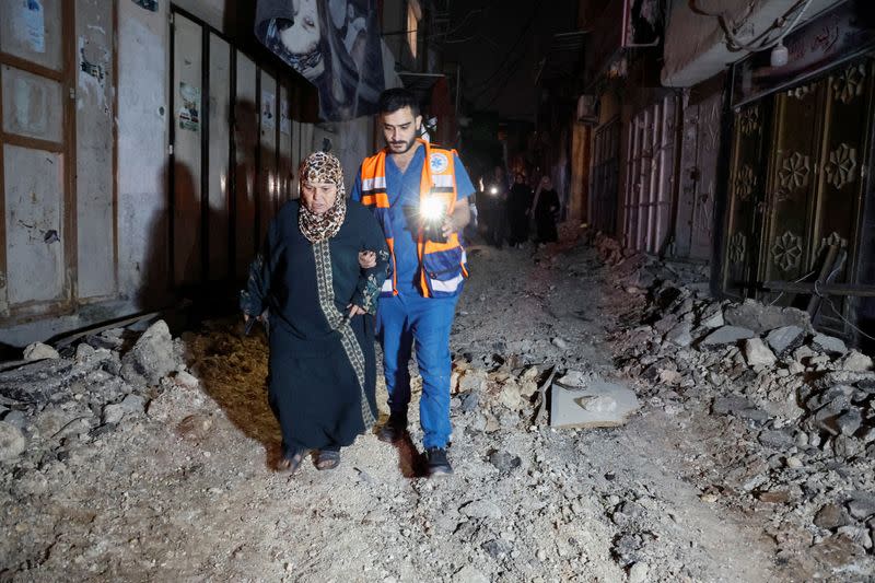 Aftermath of an Israeli raid at Nur Shams camp