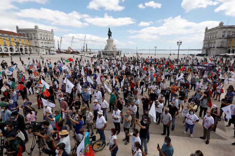 Supporters of Portugal's far-right Chega protest in Lisbon