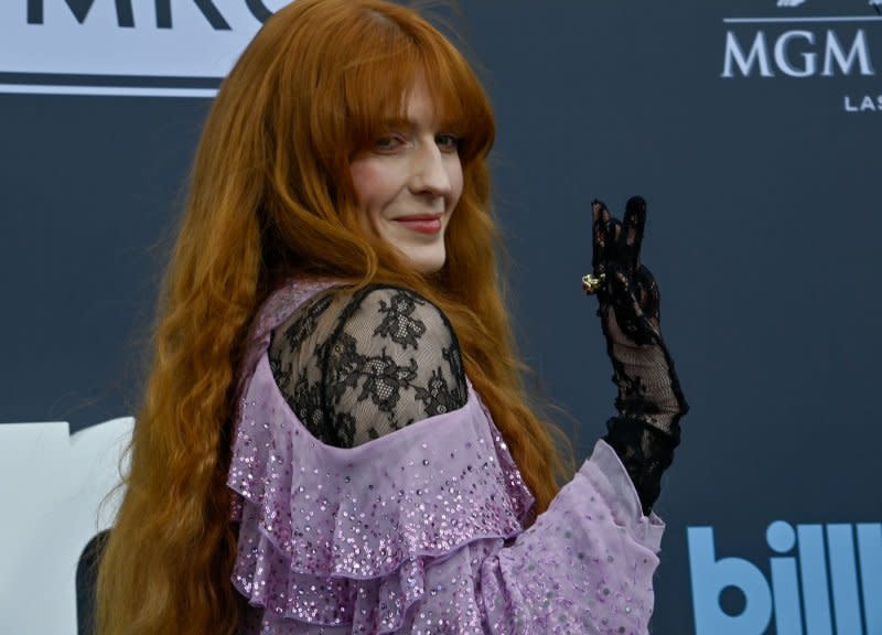 Florence Welch attends the annual Billboard Music Awards held at the MGM Grand Garden Arena in Las Vegas on May 15, 2022. The singer turns 37 on August 28. File Photo by Jim Ruymen/UPI