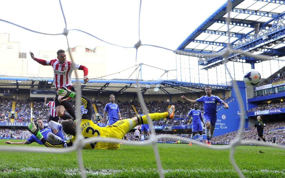 Sunderland's Wickham scores against Chelsea during their English Premier League soccer match in London