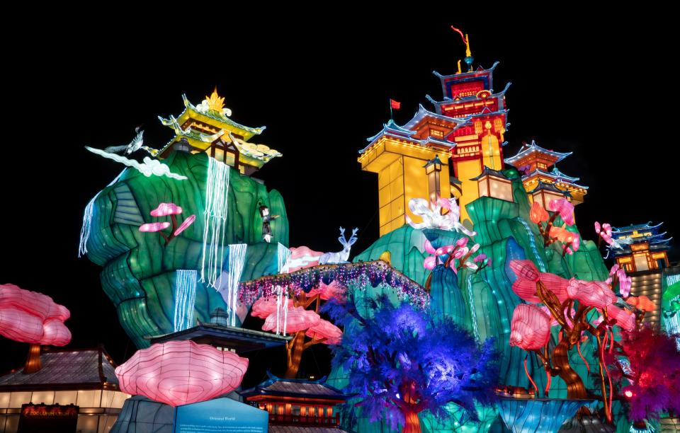 The Zoolumination Chinese Festival of Lights exhibit at Nashville Zoo in Nashville, Tenn., Tuesday, Nov. 28, 2023.