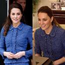 <p>Kate first wore this Rebecca Taylor tweed look in 2017, for a visit to the Ronald McDonald House at Evelina London, then donned it once again in 2021, for a video call with teachers. </p>