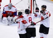 Ice Hockey - Pyeongchang 2018 Winter Olympics - Men Bronze Medal Match - Czech Republic v Canada - Gangneung Hockey Centre, Gangneung, South Korea - February 24, 2018. Wojtek Wolski of Canada celebrates scoring a goal with team mates. REUTERS/Brian Snyder