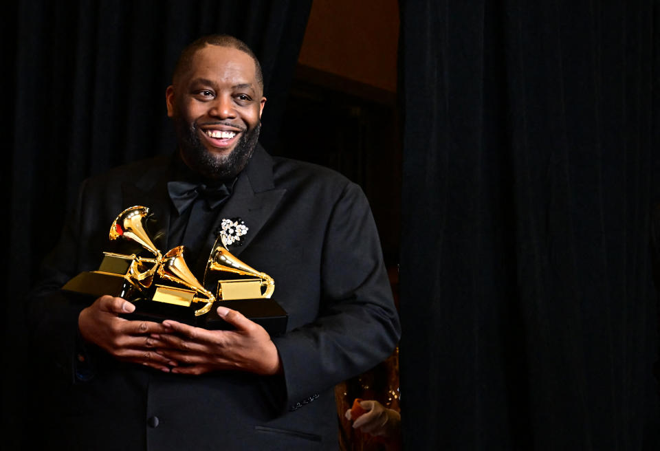 Killer Mike with his Grammys for Best Rap Performance, Best Rap Album and Best Rap Song