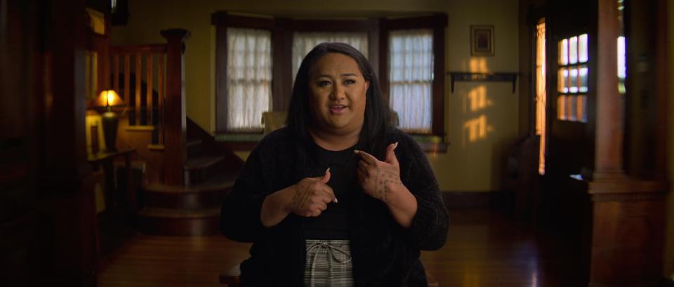 Naya Tuiasosopo, in a still from 'Untold.' Tuiasosopo developed an online identity as Kekua and carried on a relationship with T'eo<span class="copyright">Courtesy of Netflix</span>