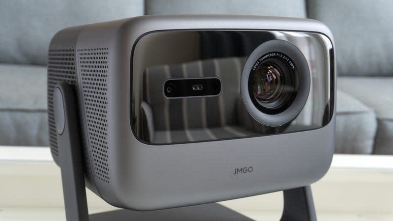A close-up of the sensors on the front of the JMGO N1 Ultra projector used for its automatic calibrations.