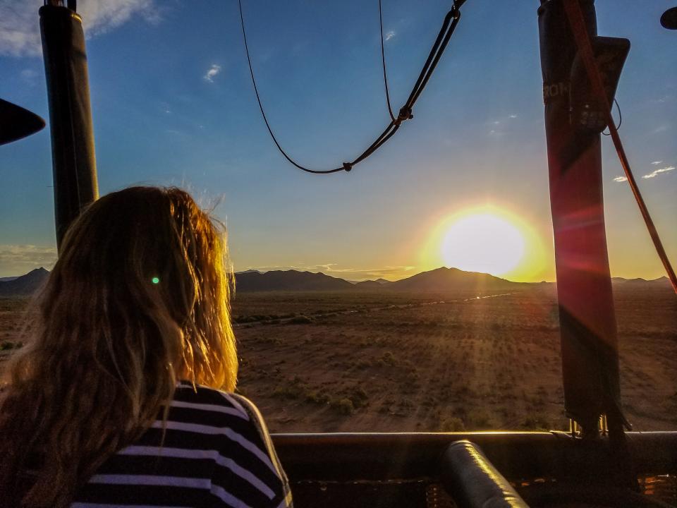 For many Rainbow Ryders clients, taking a hot air balloon ride is an item on their bucket list. In the summer, rides take off before sunset to take advantage of cooler temperatures and to put them in position for the sunrise.