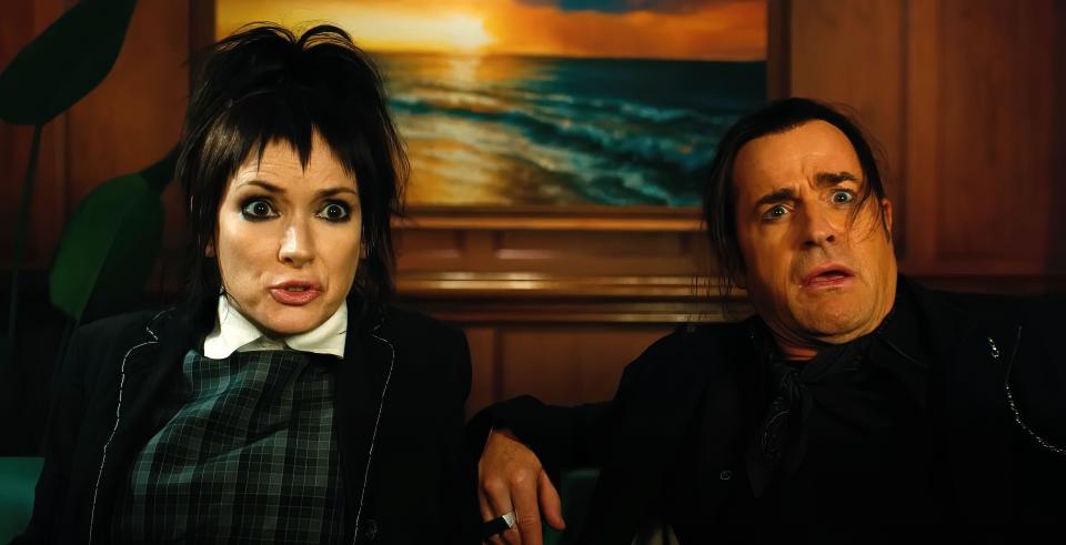 Winona Ryder and Justin Theroux in Beetlejuice Beetlejuice