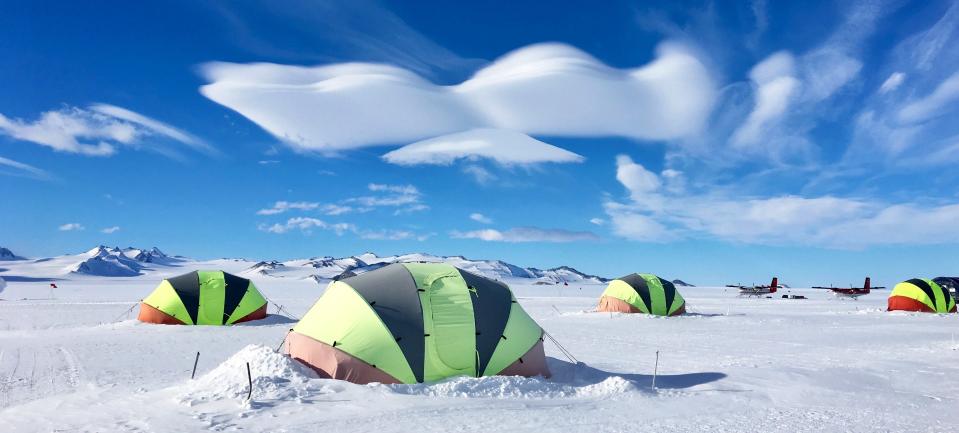 A still from 'A Very Short Guide To Union Glacier Camp' shown during a previous Mountainfilm on Tour.