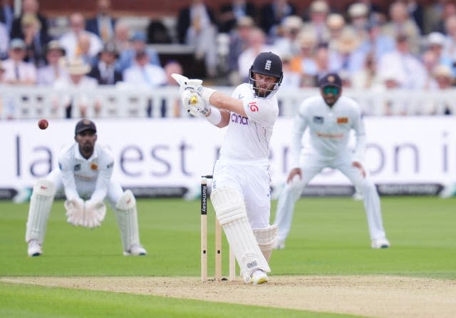 Ben Duckett hits the ball into the on side