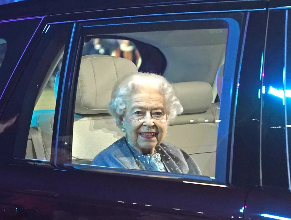 Queen Elizabeth II departs following the A Gallop Through History Platinum Jubilee celebration at the Royal Windsor Horse Show at Windsor Castle. (PA)