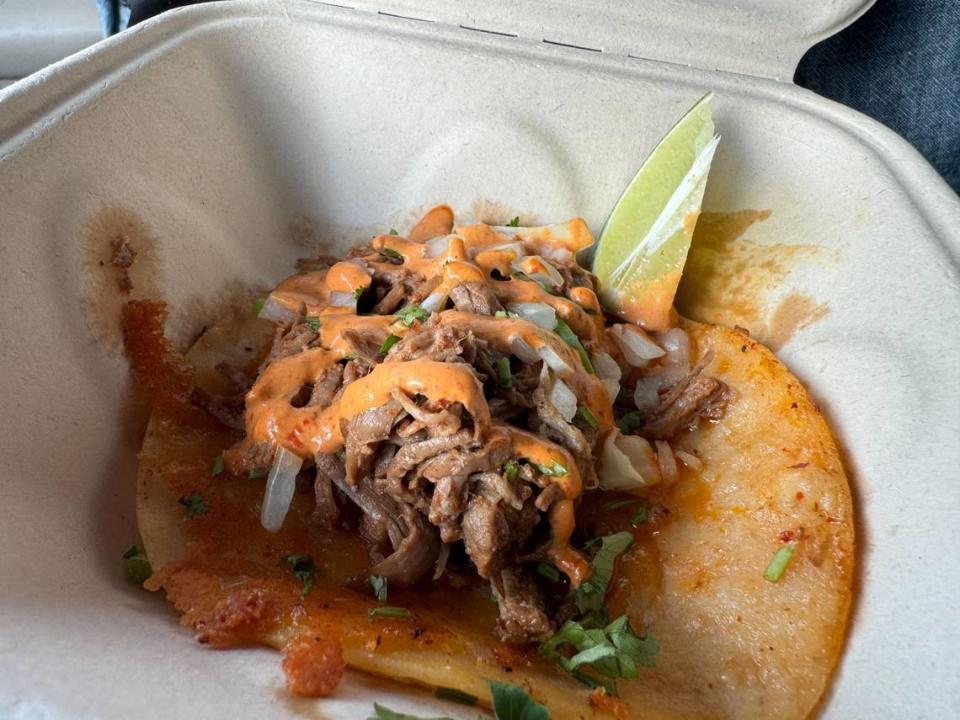 A shredded beef taco from The Burrito King at 505 32nd Street #102 in Bellingham, Wash. on Wednesday, June 5, 2024. Alyse Smith/The Bellingham Herald