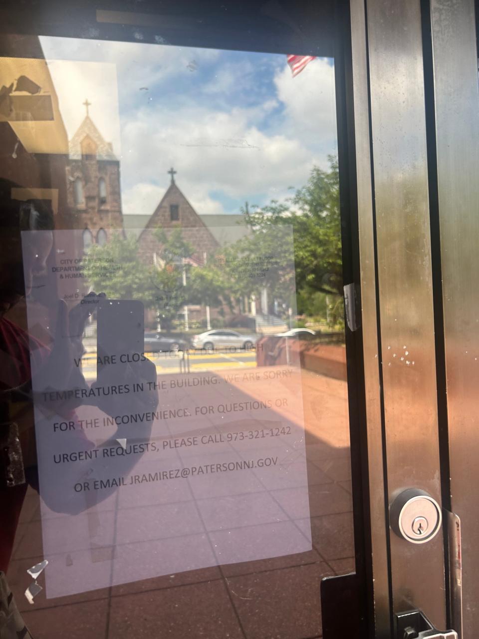 Paterson has shut city health offices for seven consecutive business days because of the heat and broken air conditioning. A sign on the door alerts residents.