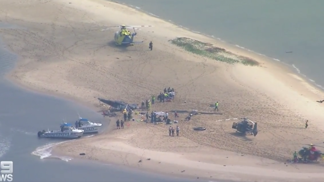 La collision entre deux hélicoptères sur la Gold Coast, au sud-est de la région australienne du Queensland lundi 2 janvier. Quatre personnes ont trouvé la mort dans cet accident.