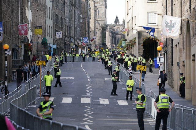 Police officers on the Royal Mile in Edinburgh 