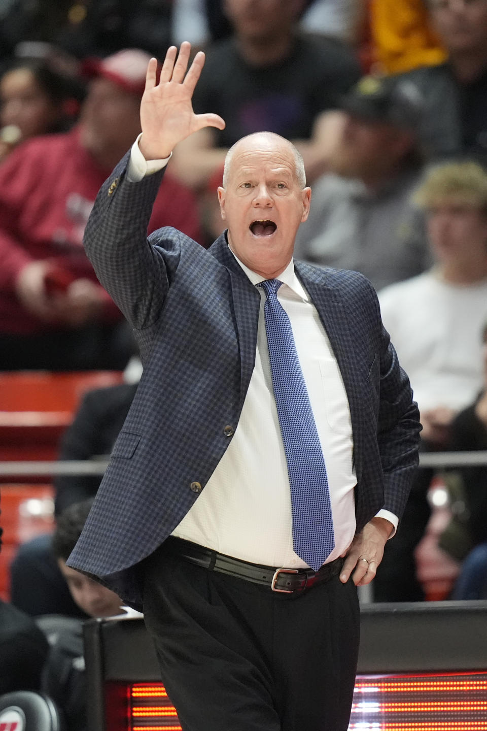 Colorado head coach Tad Boyle directs his team during the second half of an NCAA college basketball game against Utah, Saturday, Feb. 3, 2024, in Salt Lake City. (AP Photo/Rick Bowmer)