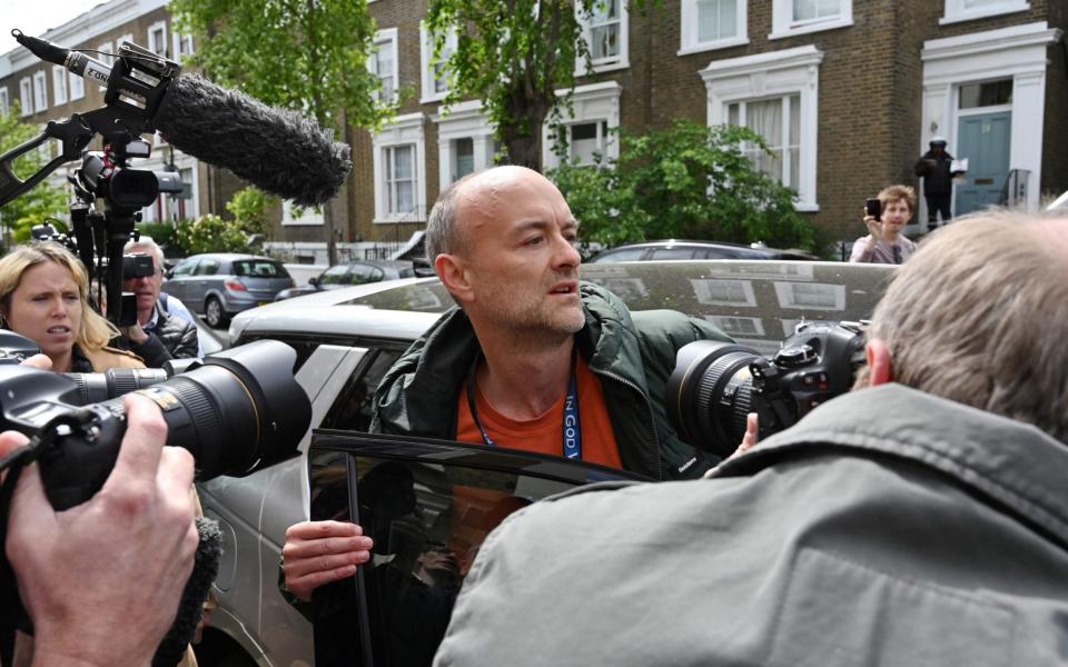 Number 10 Downing Street special advisor Dominic Cummings leaves his home in London on May 24, 2020 following allegations he broke coronavirus lockdown rules by travelling across the country in March - GETTY IMAGES